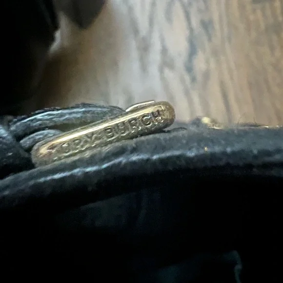 Tory Burch Black Leather Heeled Boots with Gold Accents Size 7 Mae Studded - Picture 10 of 11